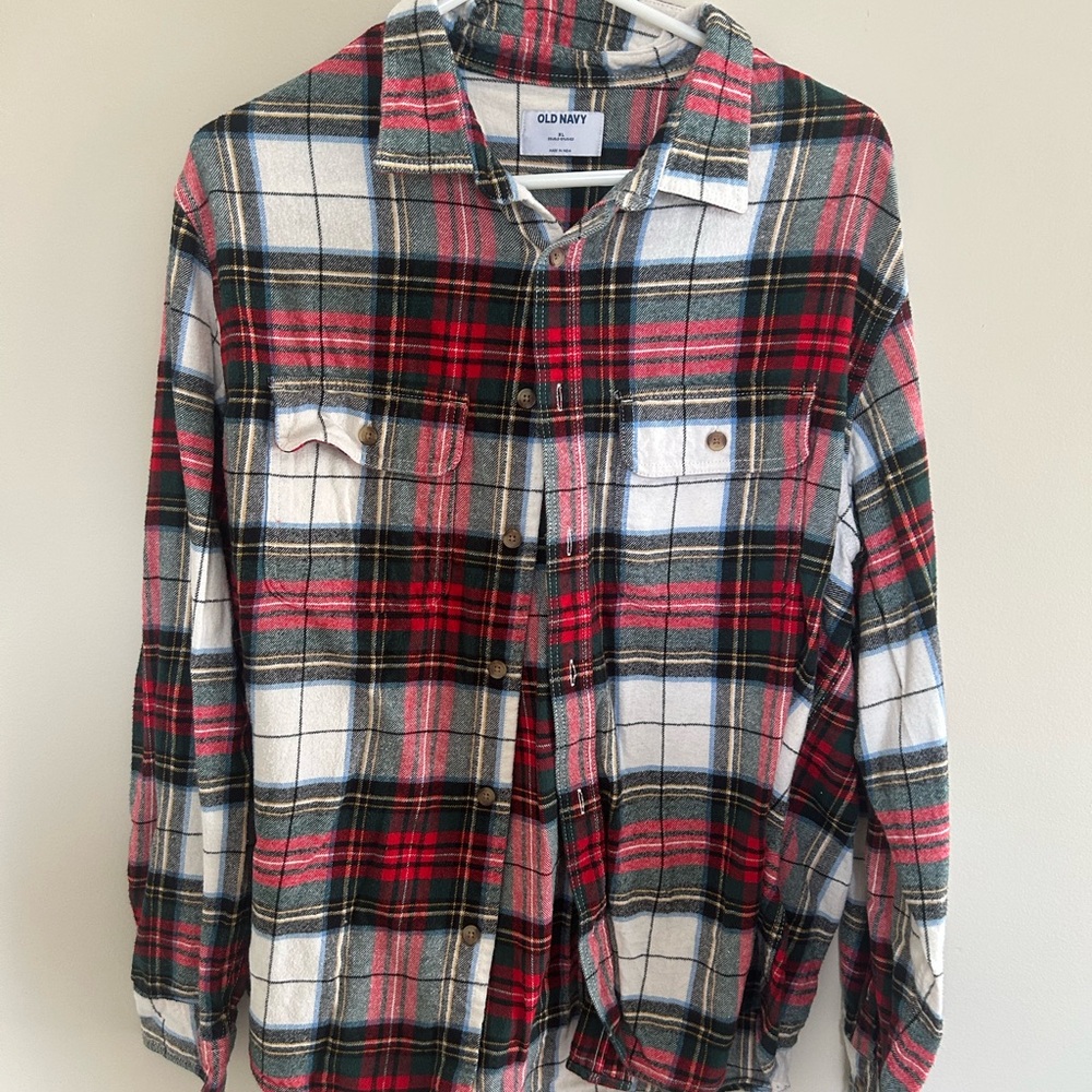 Old Navy Double-Brushed Flannel Shirt | Size XL | Red & Green Plaid